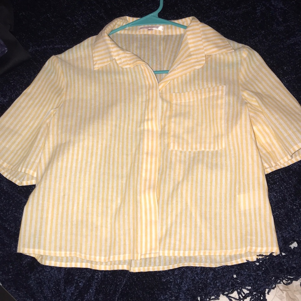White & yellow pinstripe button up